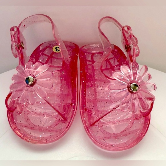 Infant Pink Glitter Kids Sandals - Size 3 - Picture 3 of 7